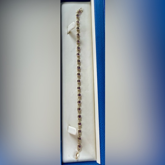 10k yellow gold VINTAGE AMETHYST Tennis Bracelet size 7 3/4” - Picture 4 of 10